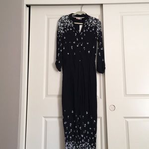 Anthropologie navy jumpsuit